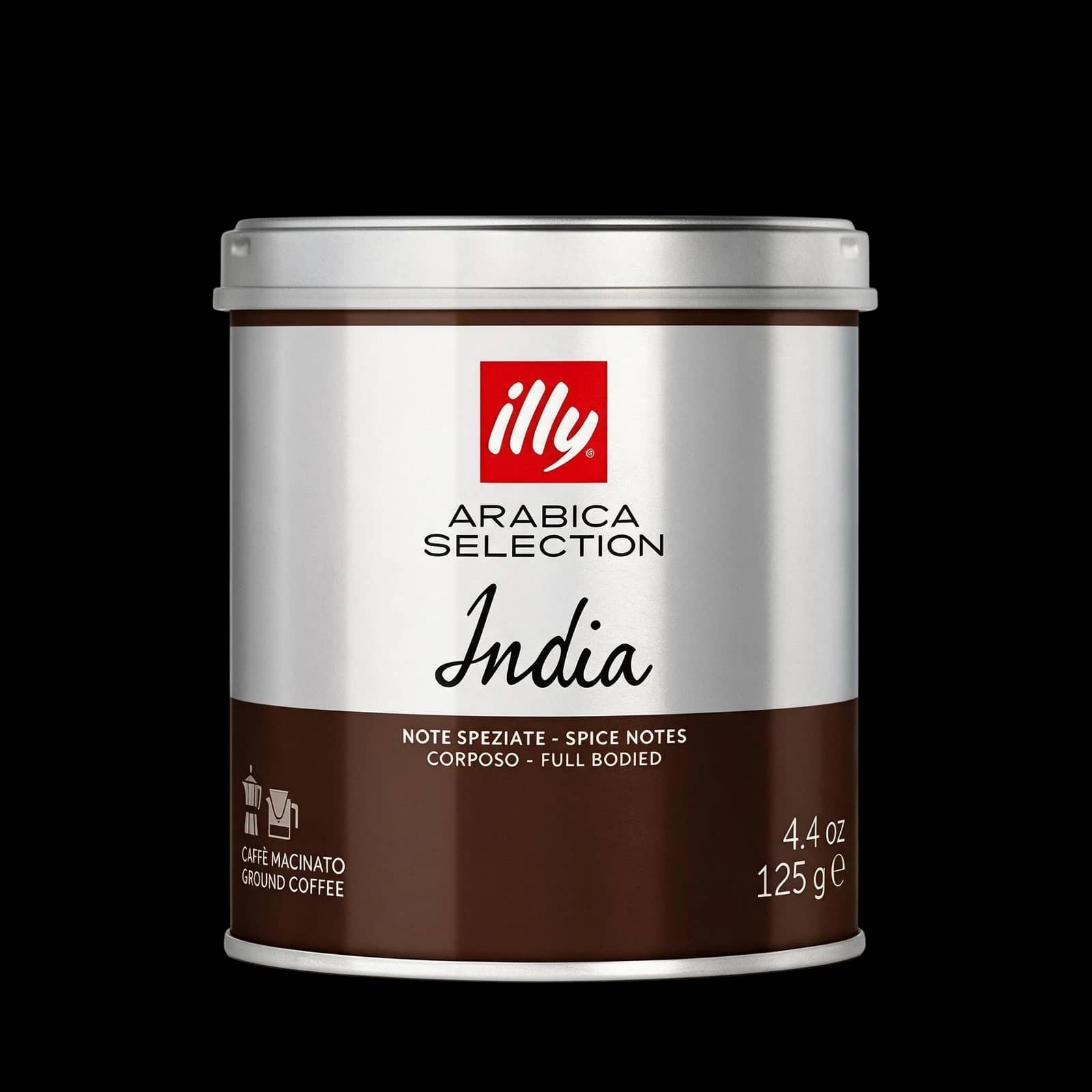 Illy India 125 g Ground Coffee: Notes of Black Pepper and Chocolate