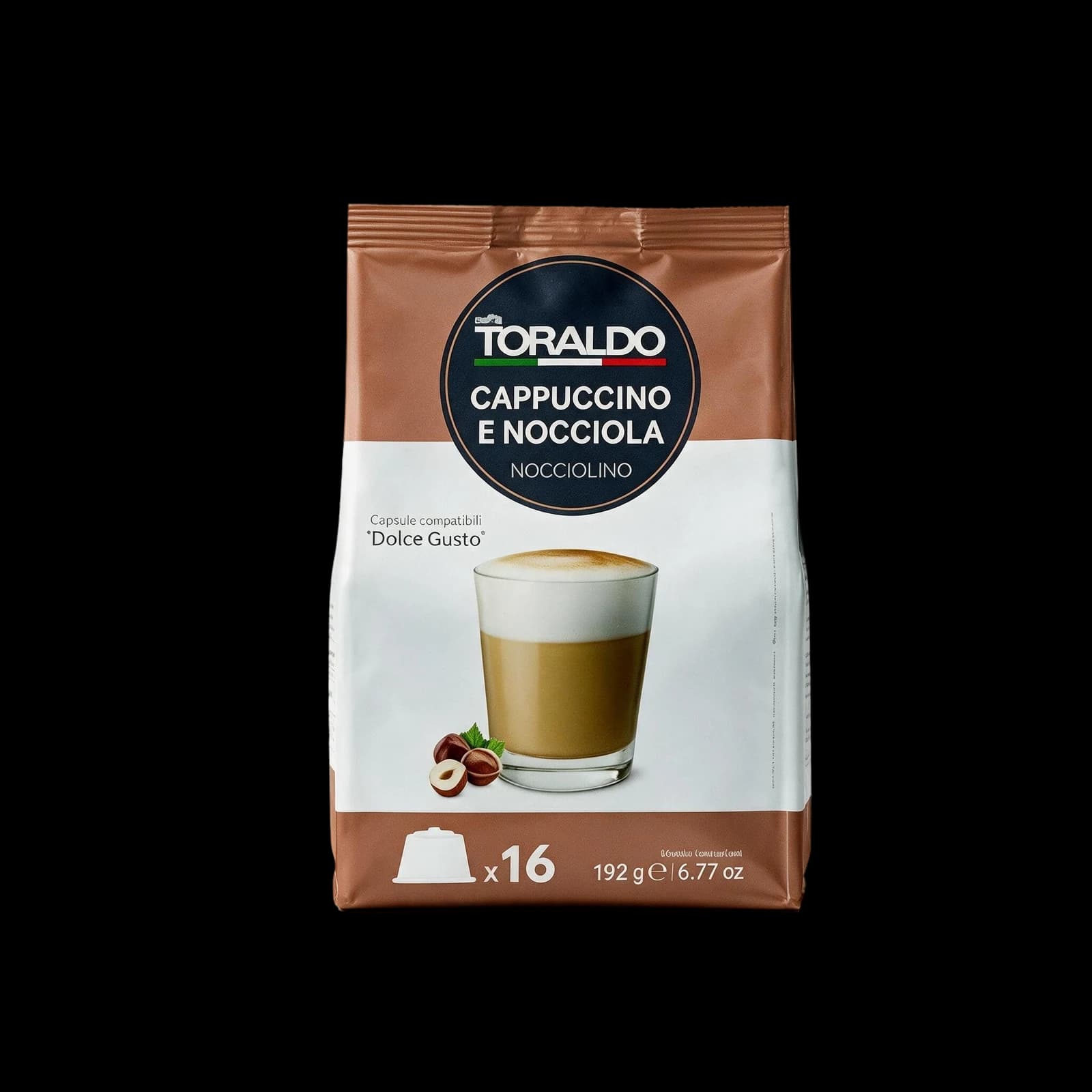 Toraldo Cappuccino and Hazelnut 16 Capsules | Dolce Gusto, image 1