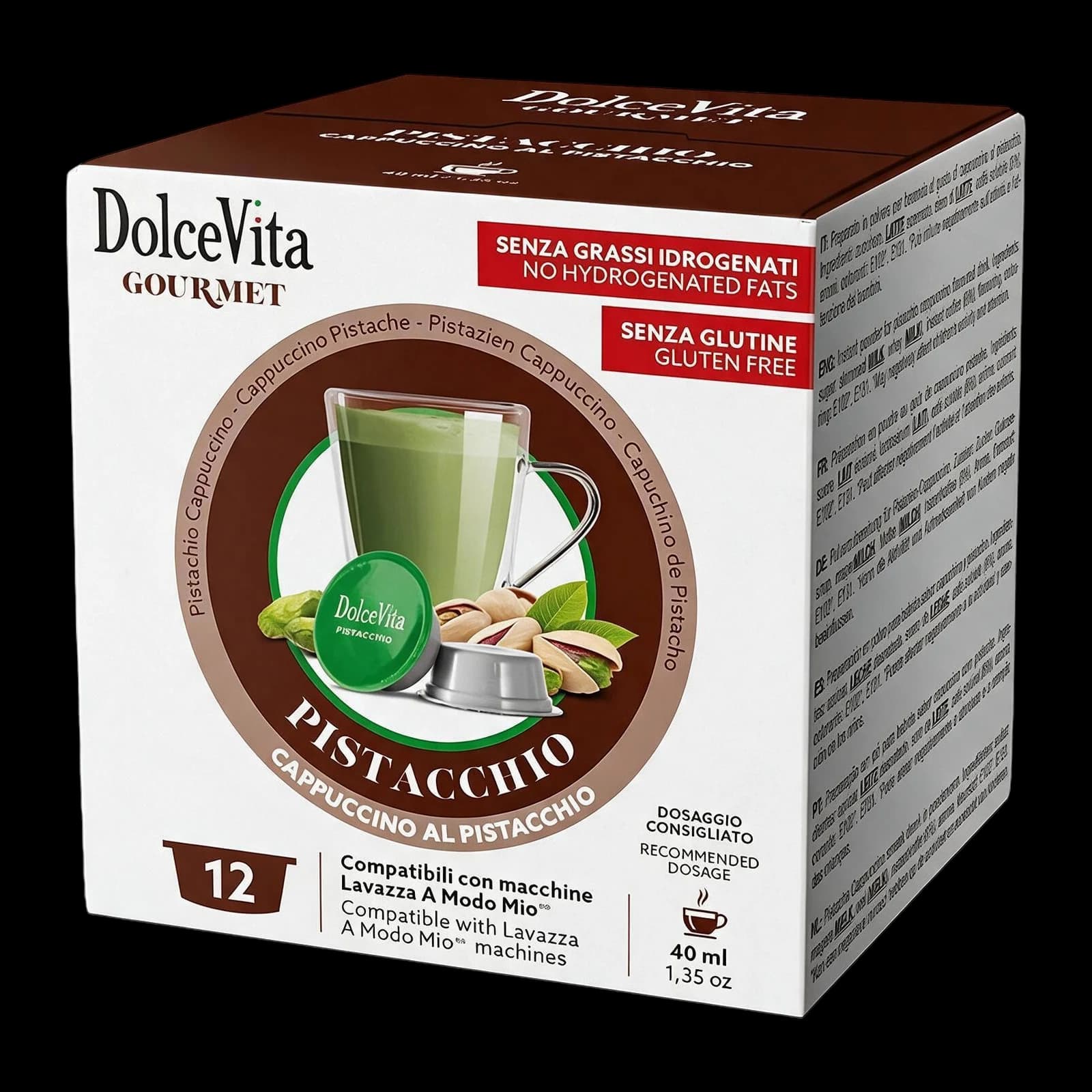 Dolce Vita Pistachekoffie 12 Capsules | A Modo Mio, afbeelding 1