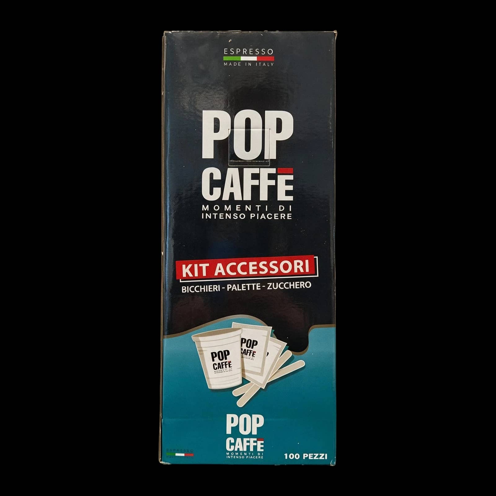 Pop Caffè Kit Paper Cups, Stirrers and Sugar 100 | Accessori
