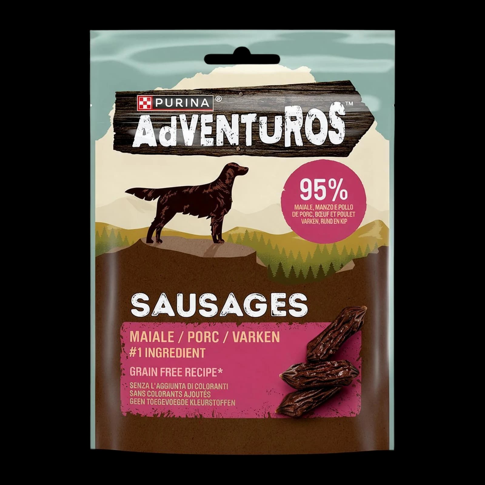 Purina Adventuros High Meat Schweinewürstchen 70 g | Pet Food, Bild 1